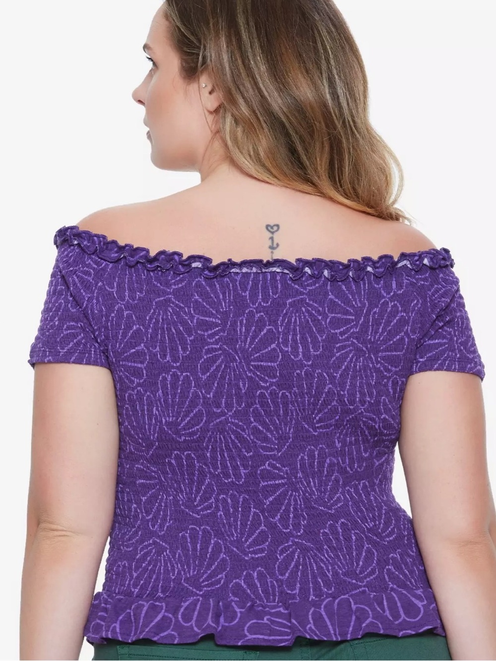 Her Universe Purple Off-Shoulder Floral Knit Top - Picture 2 of 9